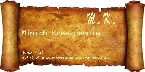 Minich Kreszcencia névjegykártya